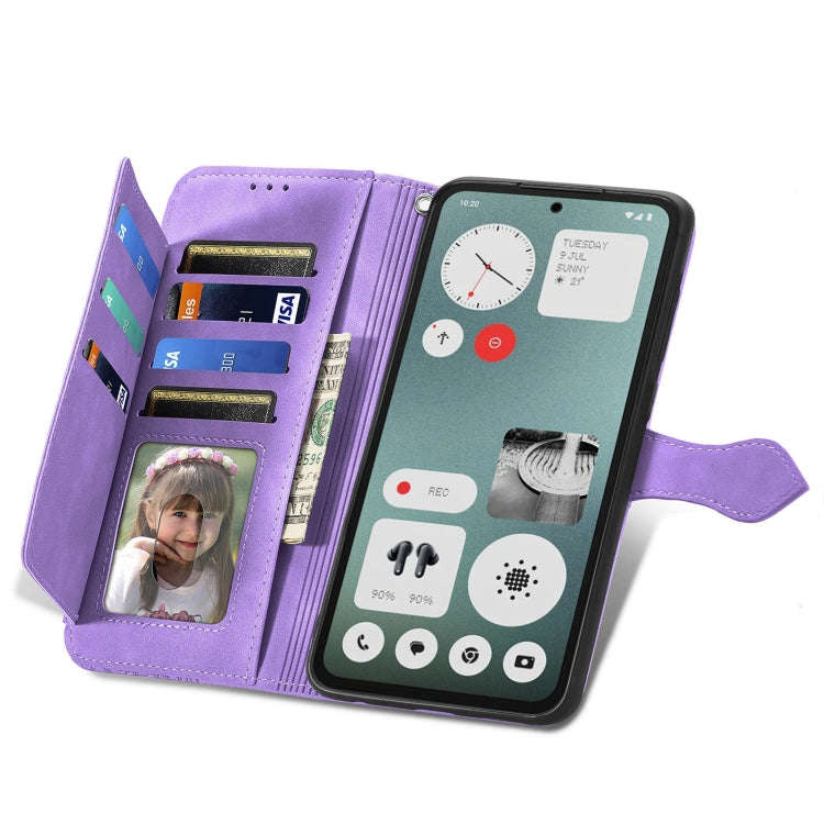 For Nothing CMF Phone 1 Embossed Flower Zipper Leather Phone Case(Purple)