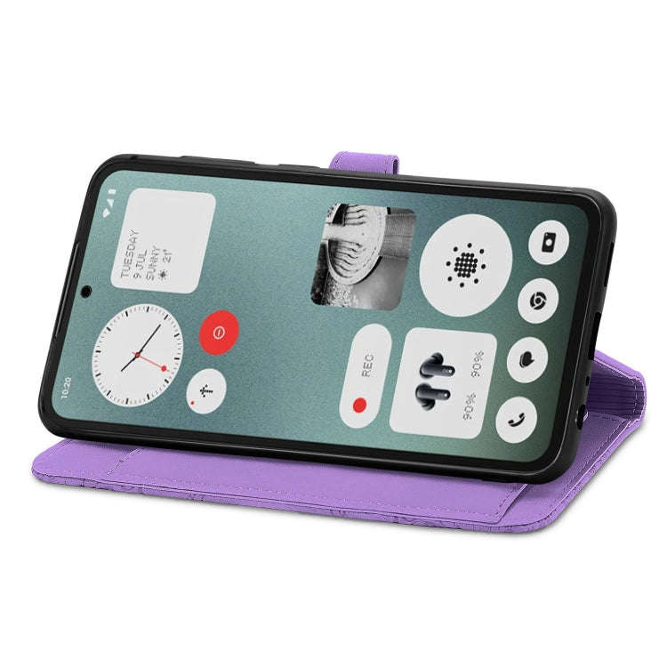 For Nothing CMF Phone 1 Embossed Flower Zipper Leather Phone Case(Purple)