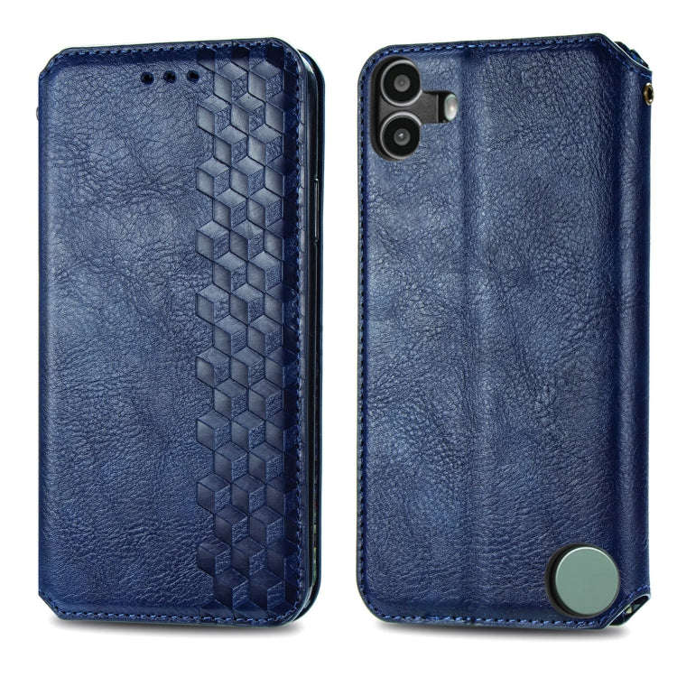 For Nothing CMF Phone 1 Cubic Grid Pressed Magnetic Leather Phone Case(Blue)