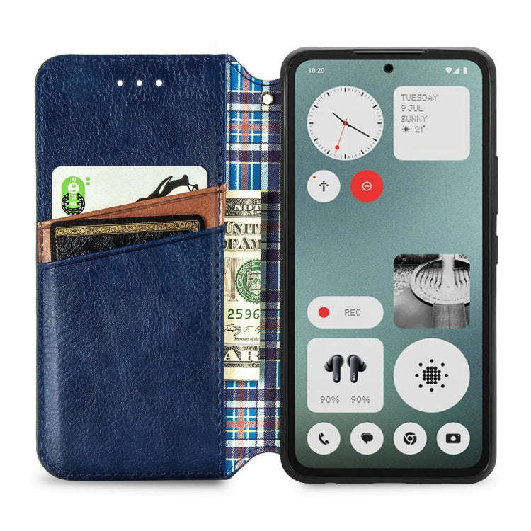For Nothing CMF Phone 1 Cubic Grid Pressed Magnetic Leather Phone Case(Blue)