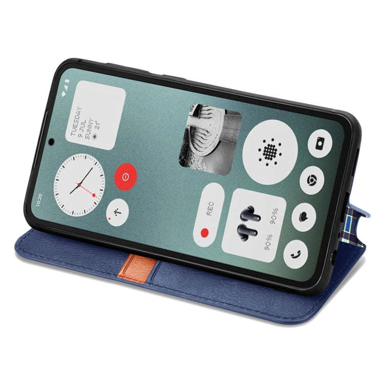 For Nothing CMF Phone 1 Cubic Grid Pressed Magnetic Leather Phone Case(Blue)