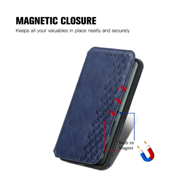 For Nothing CMF Phone 1 Cubic Grid Pressed Magnetic Leather Phone Case(Blue)