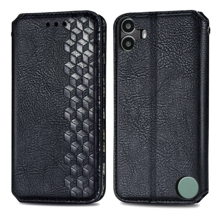 For Nothing CMF Phone 1 Cubic Grid Pressed Magnetic Leather Phone Case(Black)