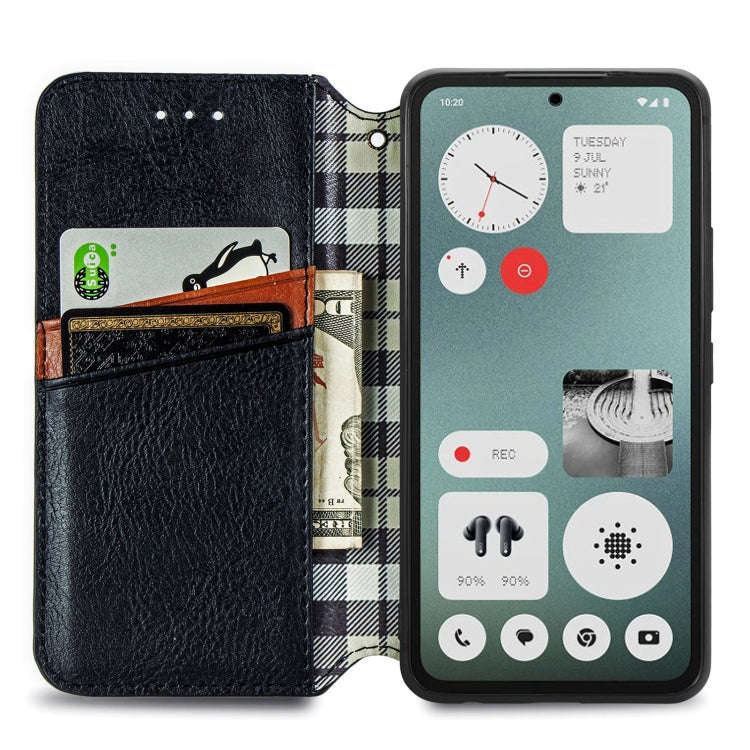 For Nothing CMF Phone 1 Cubic Grid Pressed Magnetic Leather Phone Case(Black)