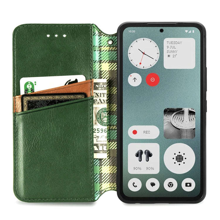 For Nothing CMF Phone 1 Cubic Grid Pressed Magnetic Leather Phone Case(Green)