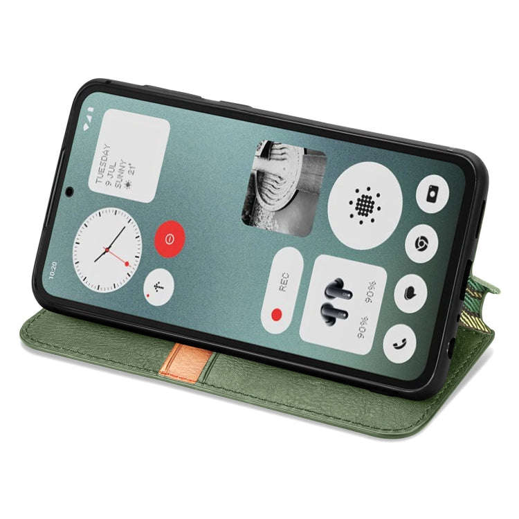 For Nothing CMF Phone 1 Cubic Grid Pressed Magnetic Leather Phone Case(Green)