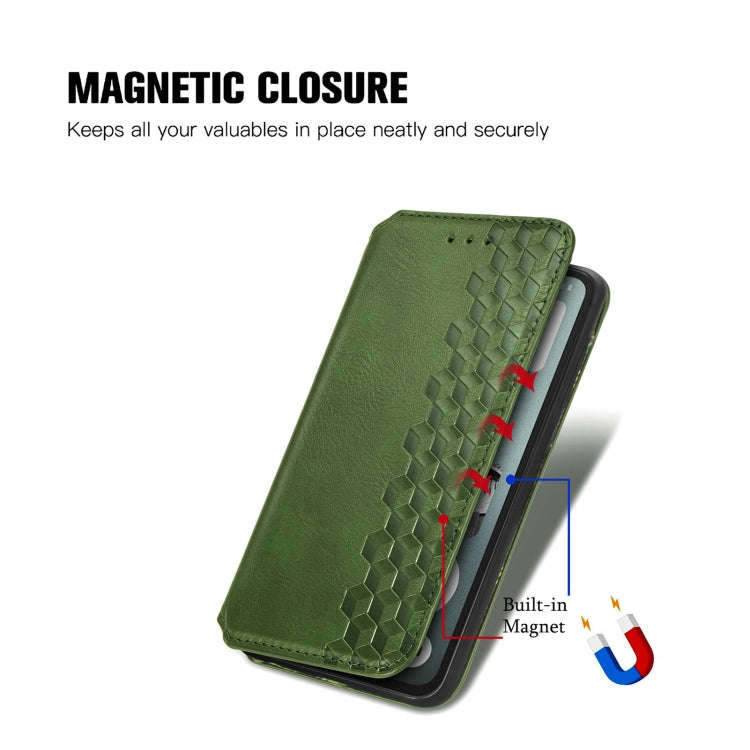 For Nothing CMF Phone 1 Cubic Grid Pressed Magnetic Leather Phone Case(Green)