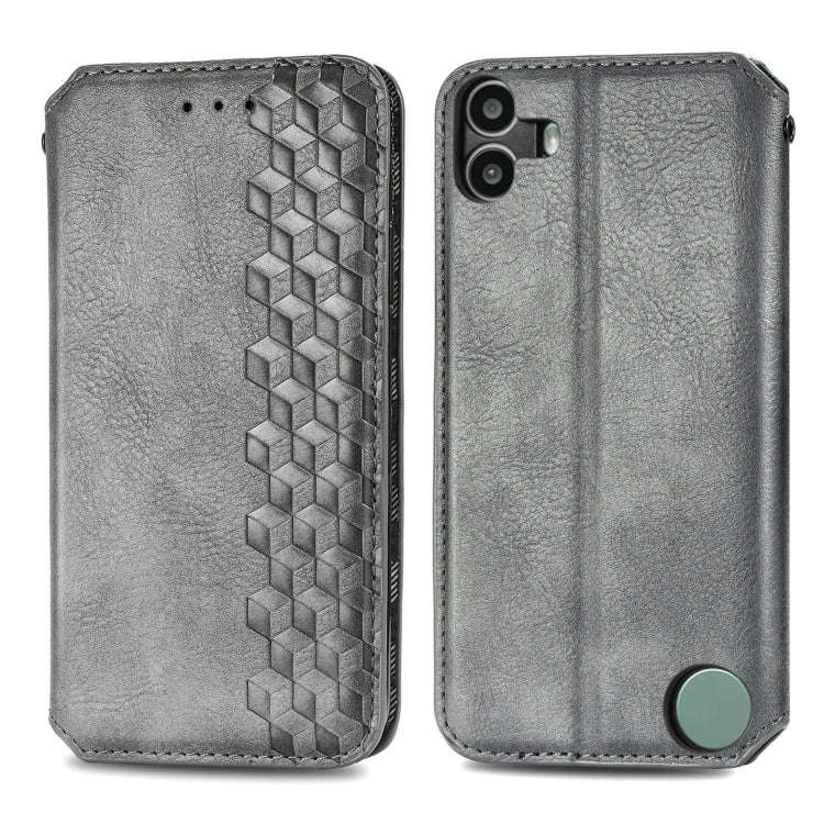 For Nothing CMF Phone 1 Cubic Grid Pressed Magnetic Leather Phone Case(Gray)
