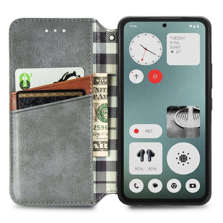 For Nothing CMF Phone 1 Cubic Grid Pressed Magnetic Leather Phone Case(Gray)