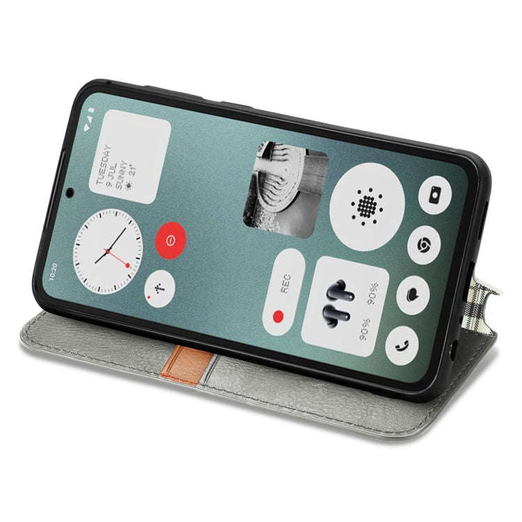 For Nothing CMF Phone 1 Cubic Grid Pressed Magnetic Leather Phone Case(Gray)