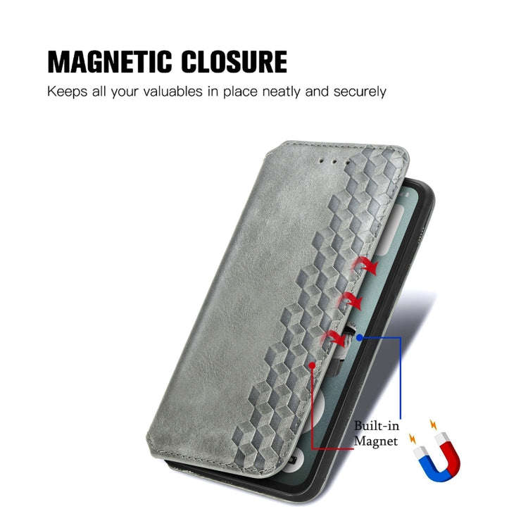 For Nothing CMF Phone 1 Cubic Grid Pressed Magnetic Leather Phone Case(Gray)
