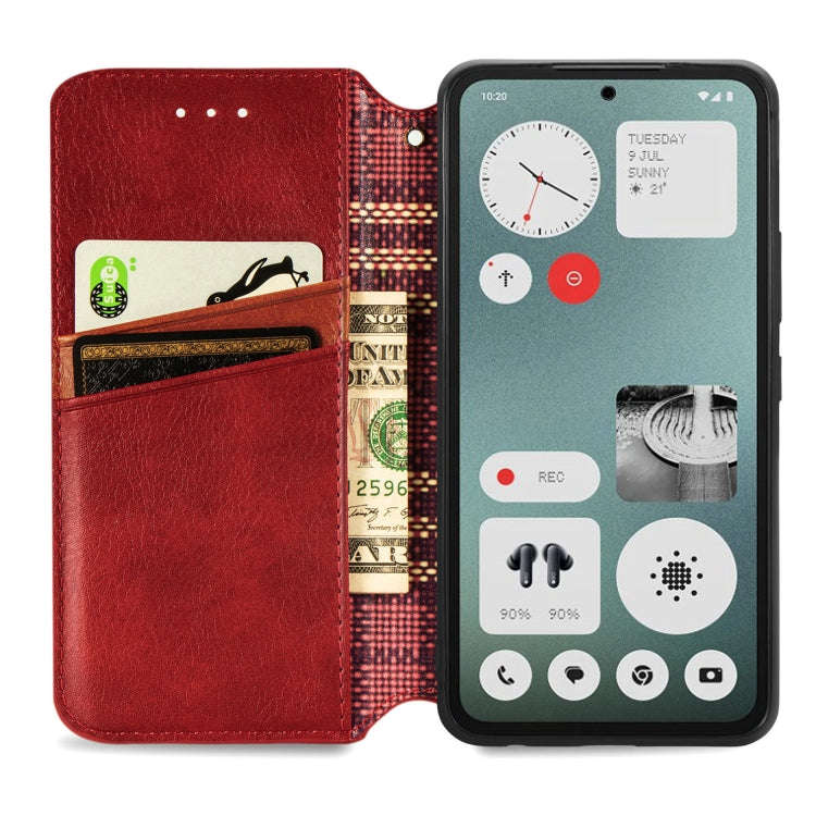 For Nothing CMF Phone 1 Cubic Grid Pressed Magnetic Leather Phone Case(Red)