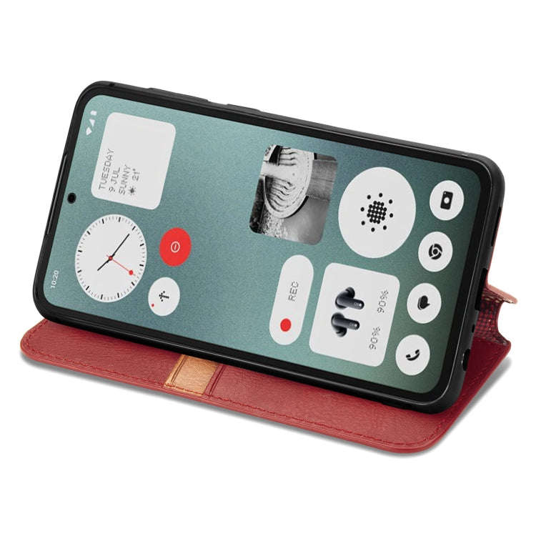 For Nothing CMF Phone 1 Cubic Grid Pressed Magnetic Leather Phone Case(Red)