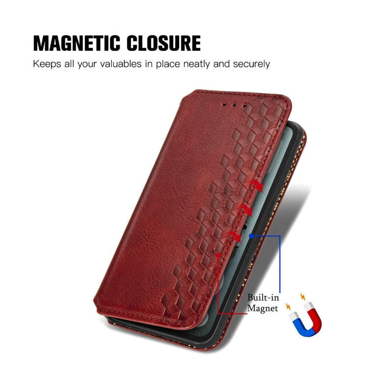 For Nothing CMF Phone 1 Cubic Grid Pressed Magnetic Leather Phone Case(Red)