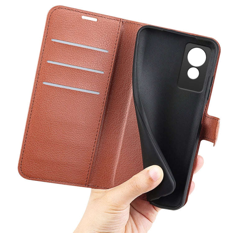 For TCL 501 Litchi Texture Horizontal Flip Leather Phone Case with Holder(Brown)