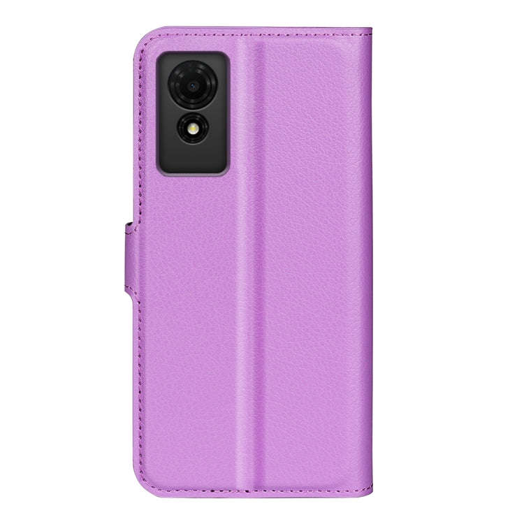 For TCL 501 Litchi Texture Horizontal Flip Leather Phone Case with Holder(Purple)