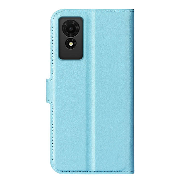 For TCL 501 Litchi Texture Horizontal Flip Leather Phone Case with Holder(Blue)