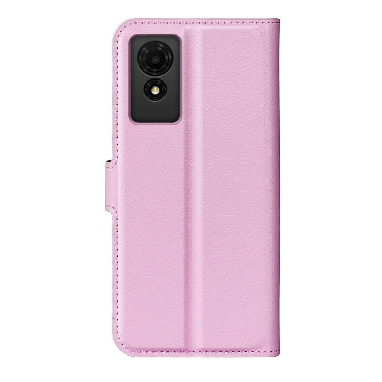 For TCL 501 Litchi Texture Horizontal Flip Leather Phone Case with Holder(Pink)
