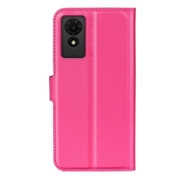 For TCL 501 Litchi Texture Horizontal Flip Leather Phone Case with Holder(Rose red)