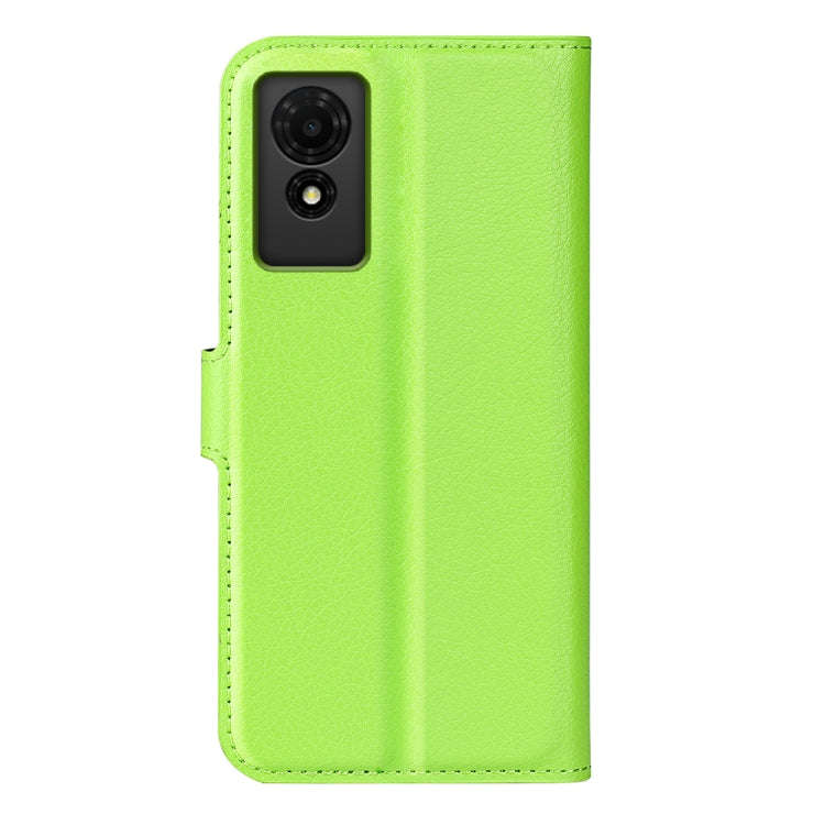 For TCL 501 Litchi Texture Horizontal Flip Leather Phone Case with Holder(Green)