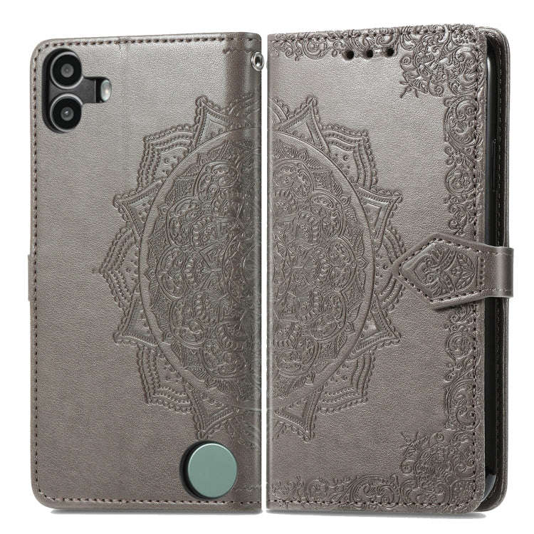 For Nothing CMF Phone 1 Mandala Flower Embossed Leather Phone Case(Gray)