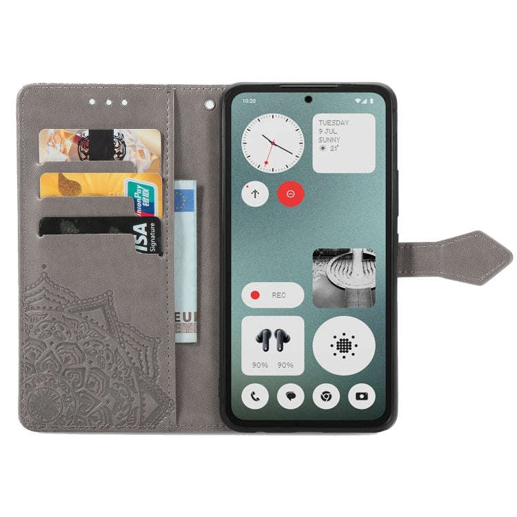 For Nothing CMF Phone 1 Mandala Flower Embossed Leather Phone Case(Gray)