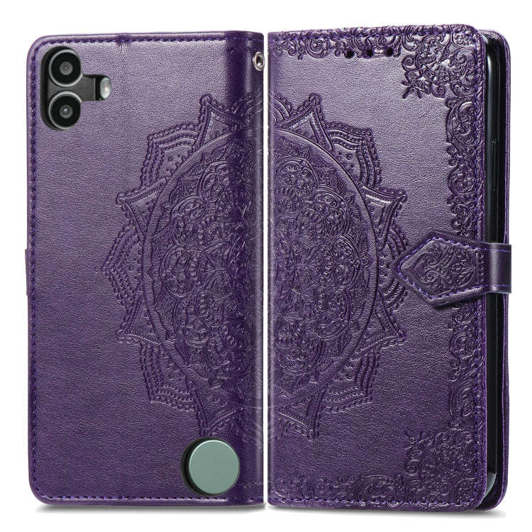 For Nothing CMF Phone 1 Mandala Flower Embossed Leather Phone Case(Purple)