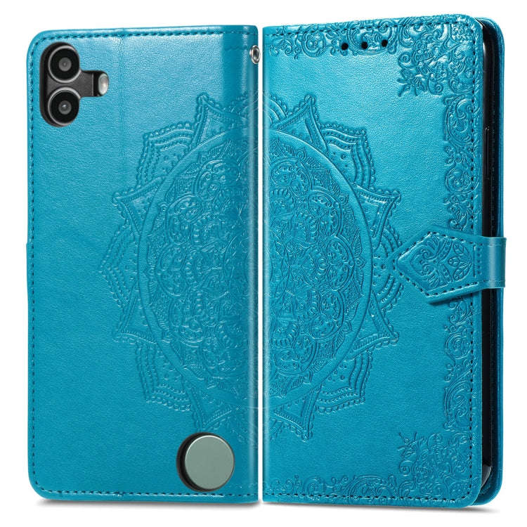 For Nothing CMF Phone 1 Mandala Flower Embossed Leather Phone Case(Blue)