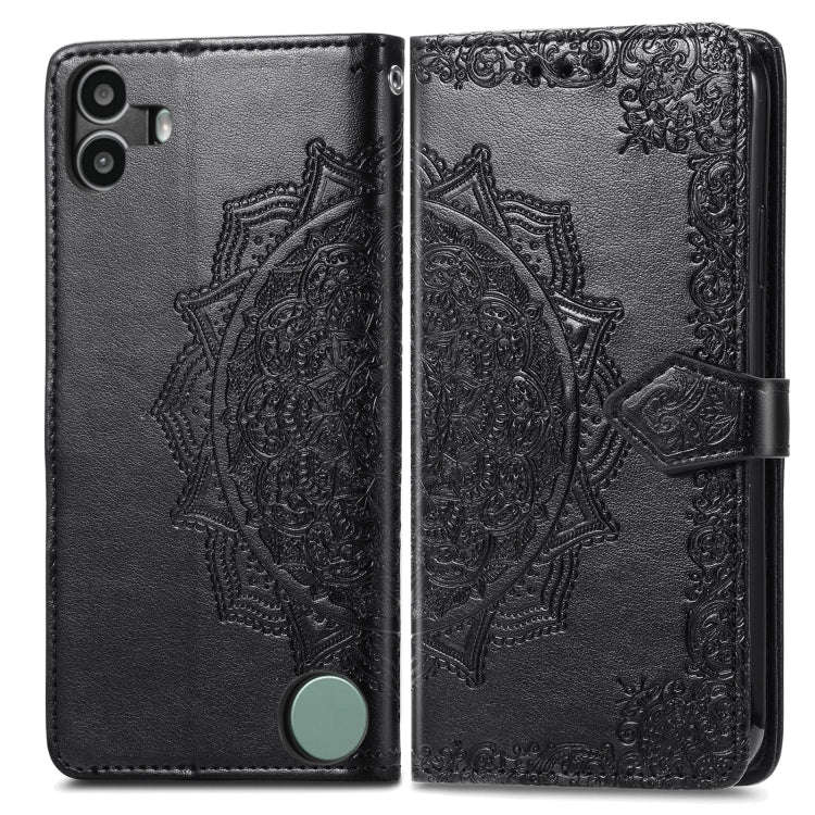 For Nothing CMF Phone 1 Mandala Flower Embossed Leather Phone Case(Black)