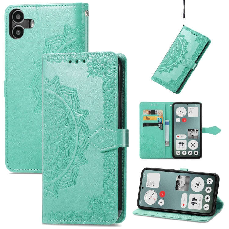 For Nothing CMF Phone 1 Mandala Flower Embossed Leather Phone Case(Green)