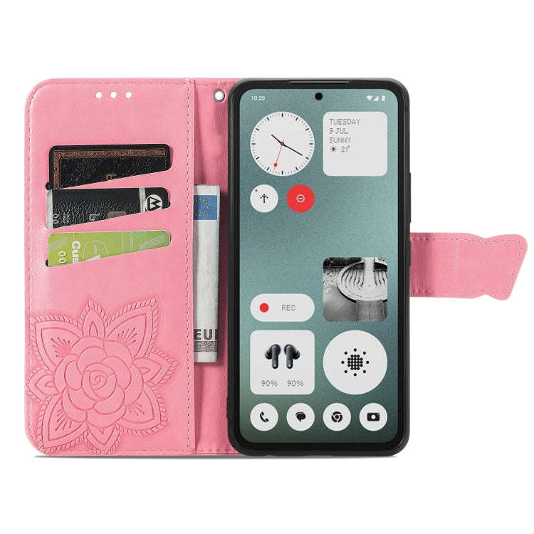 For Nothing CMF Phone 1 Butterfly Love Flower Embossed Leather Phone Case(Pink)