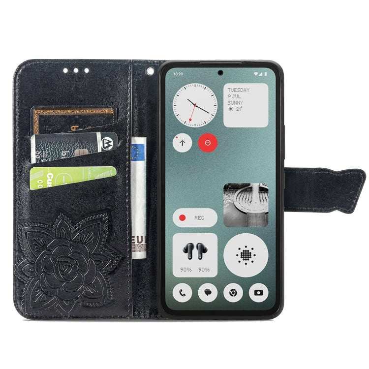 For Nothing CMF Phone 1 Butterfly Love Flower Embossed Leather Phone Case(Black)