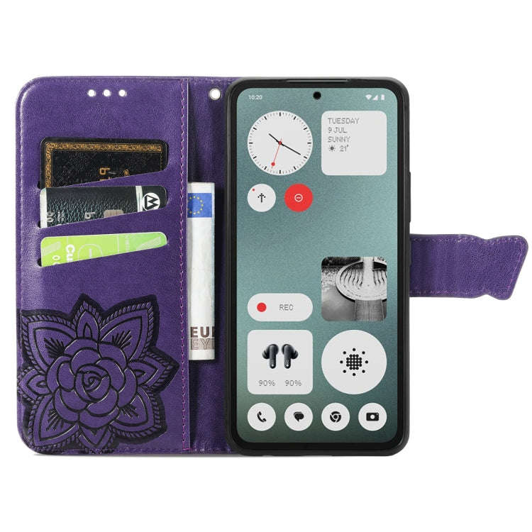 For Nothing CMF Phone 1 Butterfly Love Flower Embossed Leather Phone Case(Purple)