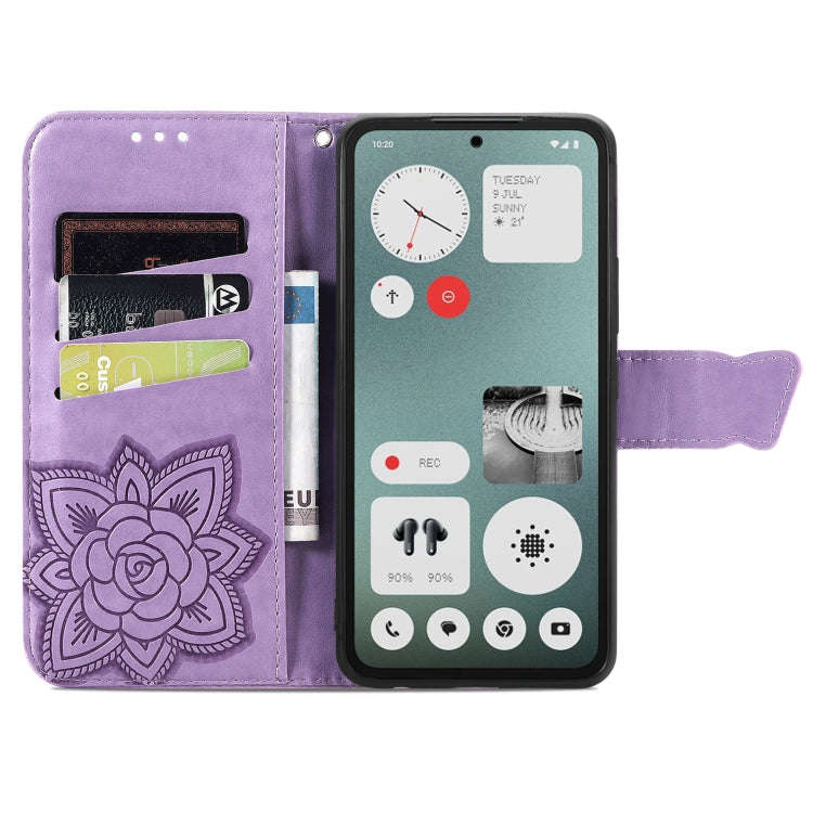 For Nothing CMF Phone 1 Butterfly Love Flower Embossed Leather Phone Case(Light Purple)