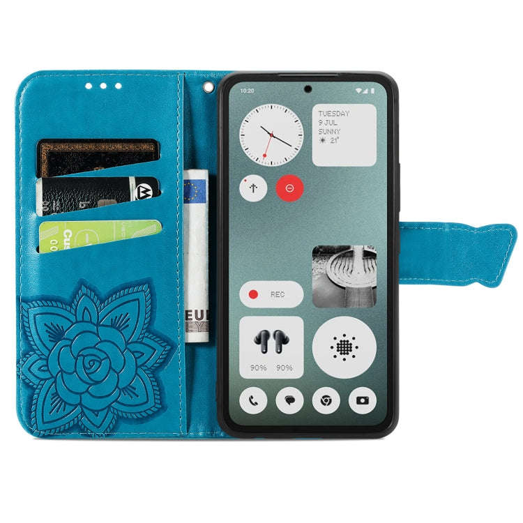 For Nothing CMF Phone 1 Butterfly Love Flower Embossed Leather Phone Case(Blue)