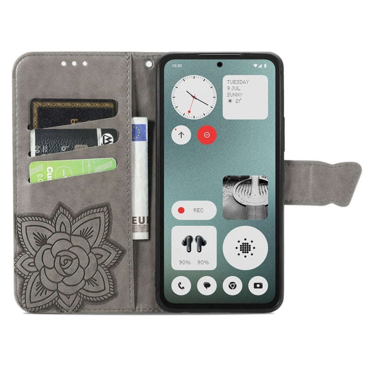 For Nothing CMF Phone 1 Butterfly Love Flower Embossed Leather Phone Case(Gray)