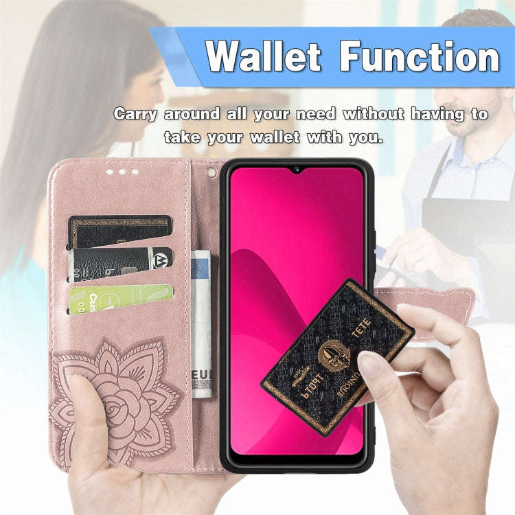 For Nothing CMF Phone 1 Butterfly Love Flower Embossed Leather Phone Case(Rose Gold)