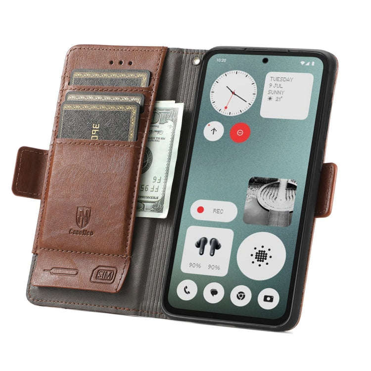 For Nothing CMF Phone 1 CaseNeo Splicing Dual Magnetic Buckle Leather Phone Case(Brown)