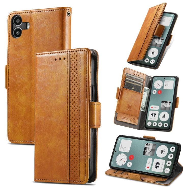 For Nothing CMF Phone 1 CaseNeo Splicing Dual Magnetic Buckle Leather Phone Case(Khaki)