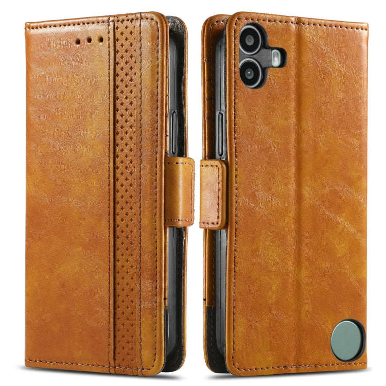 For Nothing CMF Phone 1 CaseNeo Splicing Dual Magnetic Buckle Leather Phone Case(Khaki)