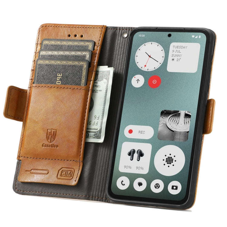 For Nothing CMF Phone 1 CaseNeo Splicing Dual Magnetic Buckle Leather Phone Case(Khaki)
