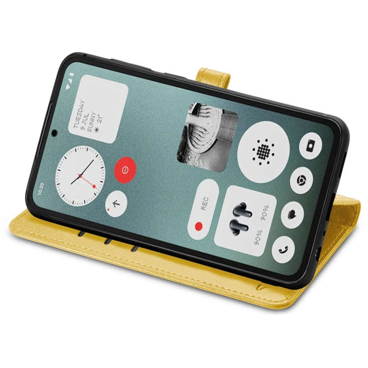 For Nothing CMF Phone 1 Cat and Dog Embossed Leather Phone Case(Yellow)