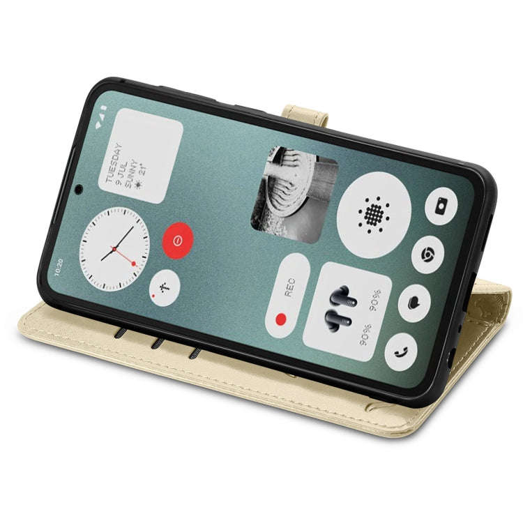 For Nothing CMF Phone 1 Cat and Dog Embossed Leather Phone Case(Gold)
