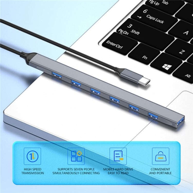 ADS-303C 7 Port USB 3.0 HUB Docking Station For Laptop / Tablet / PC, Type-C Port