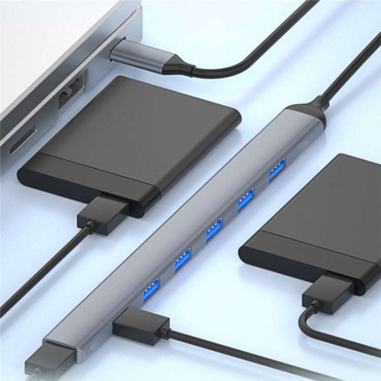 ADS-303C 7 Port USB 3.0 HUB Docking Station For Laptop / Tablet / PC, Type-C Port
