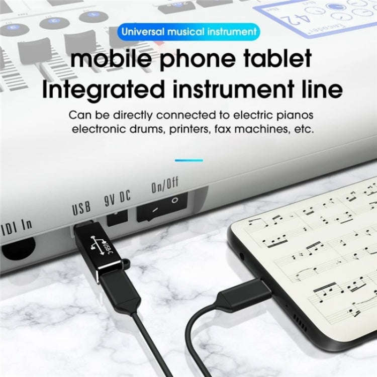 ADS-618 USB-C / Type-C Female to MIDI Male Electric Piano Printer Scanner Adapter(Silver)