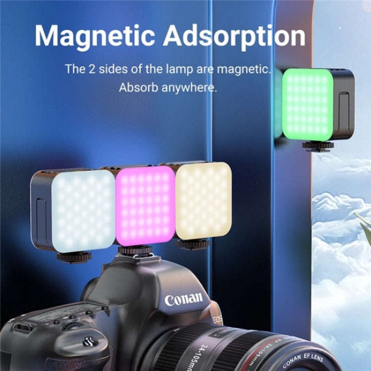 D02 Magnetic Adsorption Pocket RGB Video Lamp Mini LED Fill Light for Live Broadcast