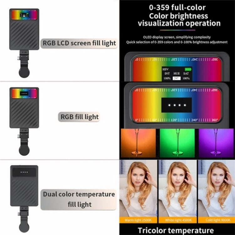 V16SE For Mobile Phone / Tablet / Laptop Three Light Modes Clip-On Pocket Mini Fill Light