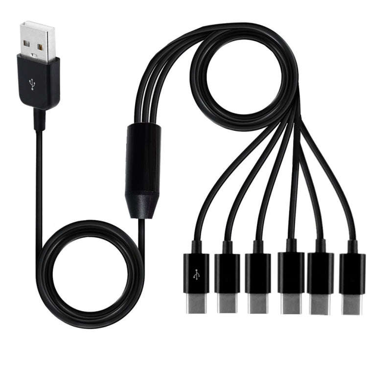 JUNSUNMAY 6 in 1 USB 2.0 to Type-C Splitter Cable, Length:1.5m
