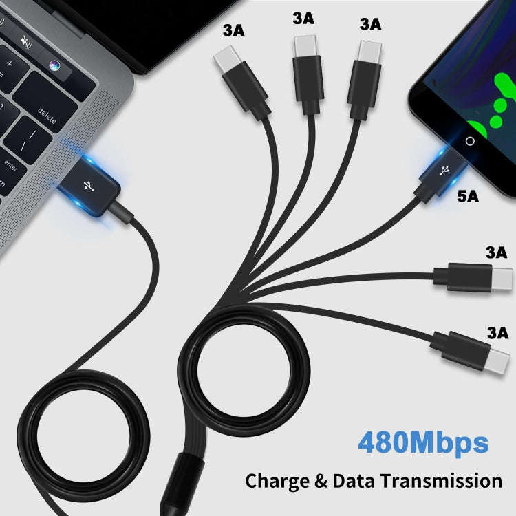 JUNSUNMAY 6 in 1 USB 2.0 to Type-C Splitter Cable, Length:0.5m